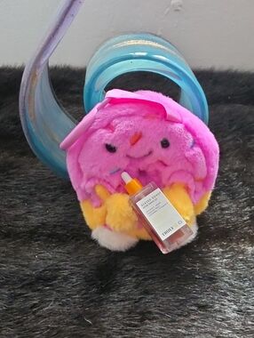 Plush Glazed Donut Character Bag Charm Holding After Shave Oil